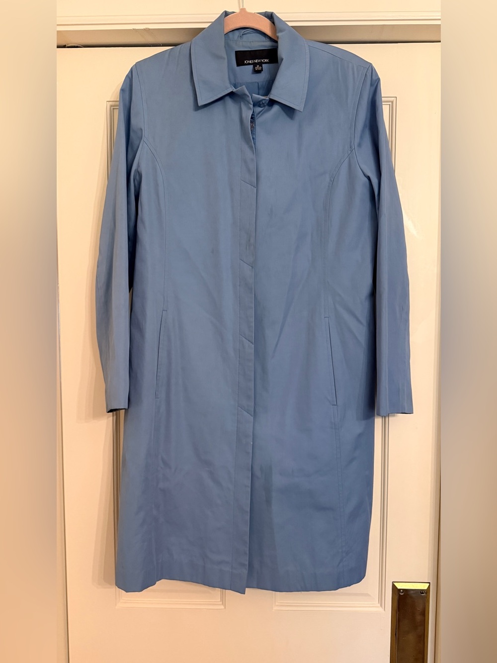 Jones New York Light Blue Single-Breasted Car Coat